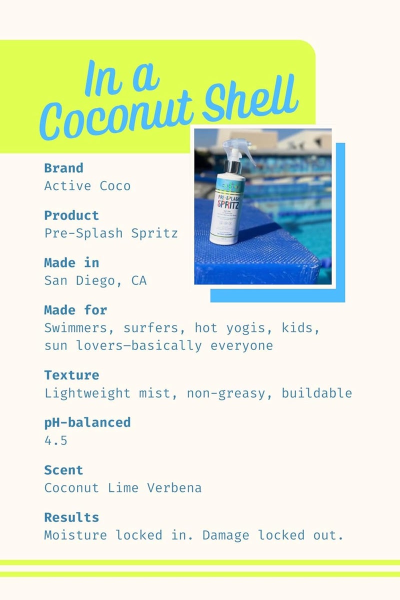 Active COCO Store Pre-Swim Hair Protection Refill Bag – Chlorine, Salt Water & Sauna for Swimmers - Coconut Oil, Jojoba, Aloe Vera & Vitamin E Leave-In Conditioner - Protects Color-Treated & Dry Hair, Made in USA - Image 3